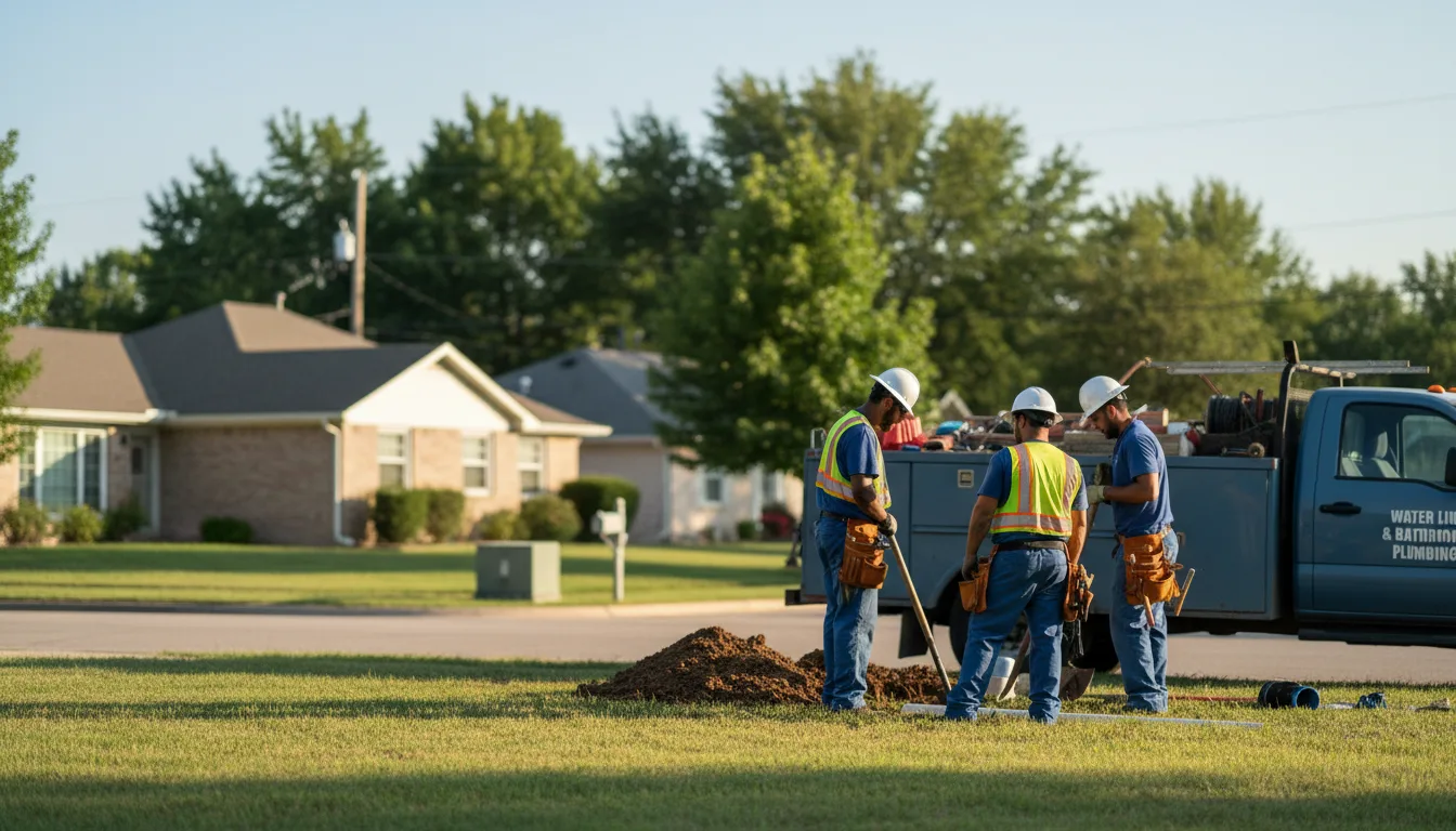 Residential water line and bathroom plumbing service in Bridgeport, OH